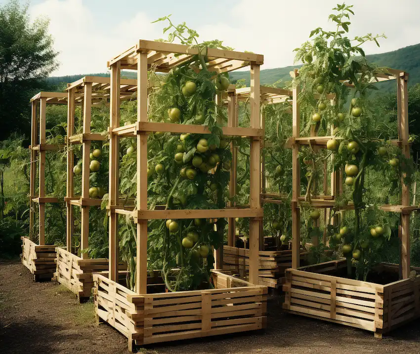 Stützkäfige aus Holz für Tomatenpflanzen 2
